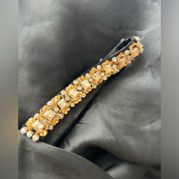 Self Portrait BLACK TAFFETA EMBELLISHED MINI DRESS - Picture 3 of 3